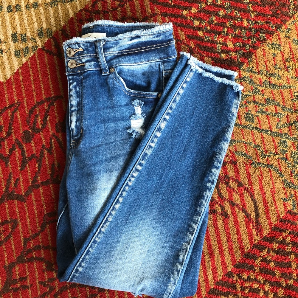 KanCan high rise frayed waist & ankle jeans 9/28